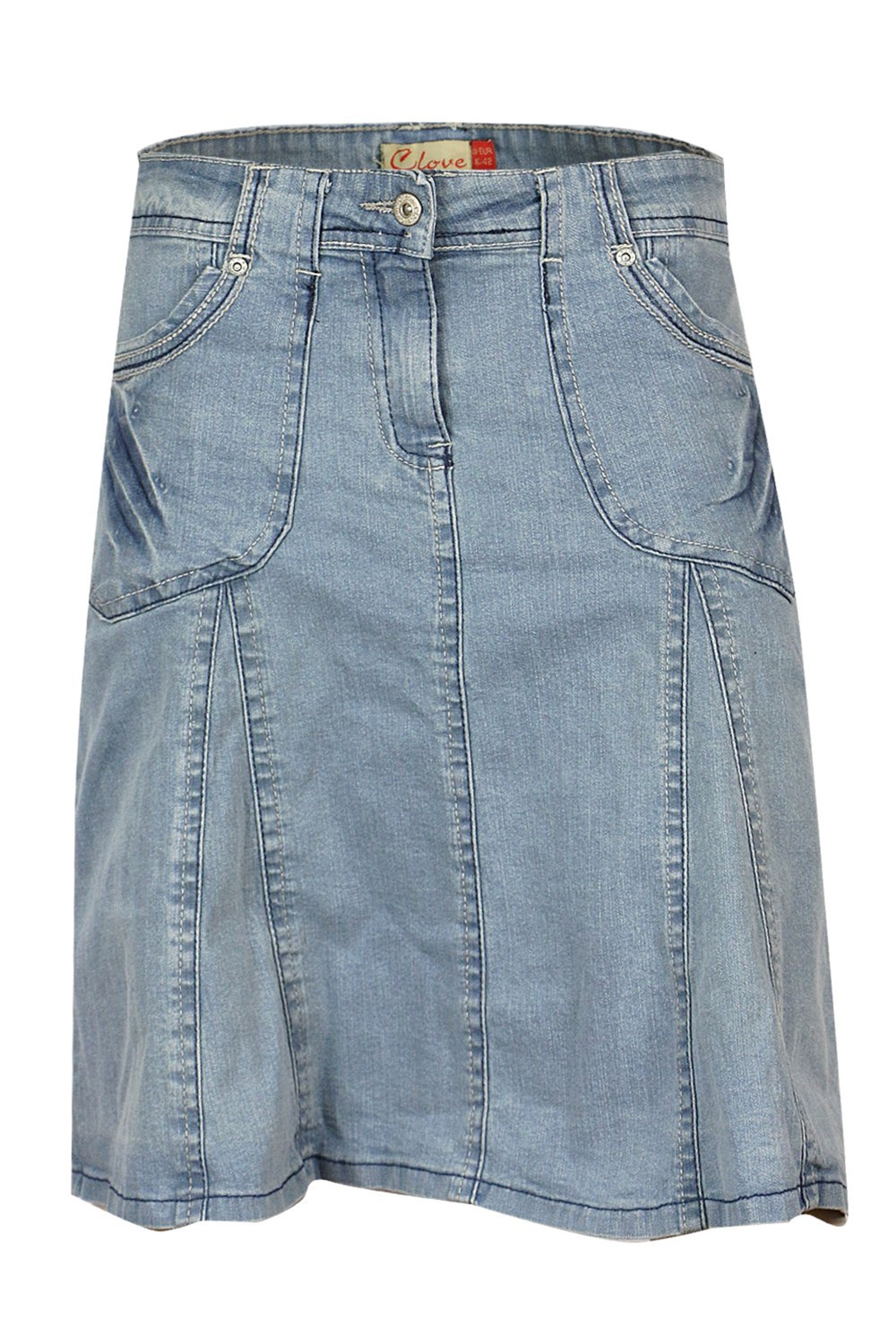 Womens Denim Plus Size Denim Skirts Knee Length Clove Jeans A Line