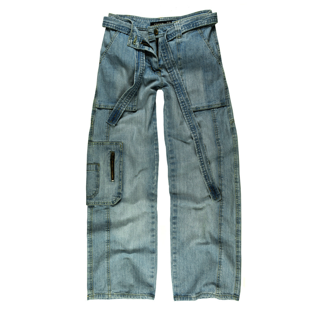 Clove Jeans Blue Mid Waisted Wide Leg Jeans Women Jeans Cargo Jeans Plus Size 8-24