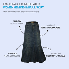 Full Skirt, Maxi Skirts For Women, Maxi Full Skirt, womens maxi skirts, ladies maxi skirts, denim maxi skirts, plus size denim maxi skirts uk, denim long skirt, women maxi skirt, ankle length skirt, Denim Maxi Skirt, Long Denim Skirts