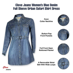 Women’s Denim Dress UK Long Sleeve Safari Shirt UK | Clove Jeans