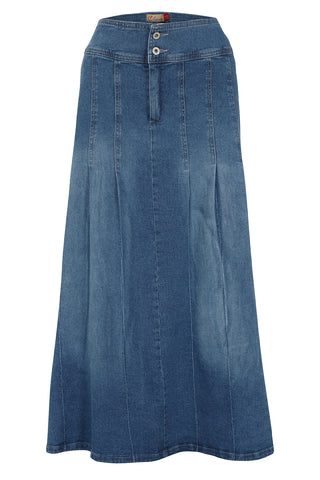 Clove Long Pleated Denim Skirt