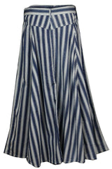 Blue and White Stripe Cotton Long Skirt for Women | Clove Jeans