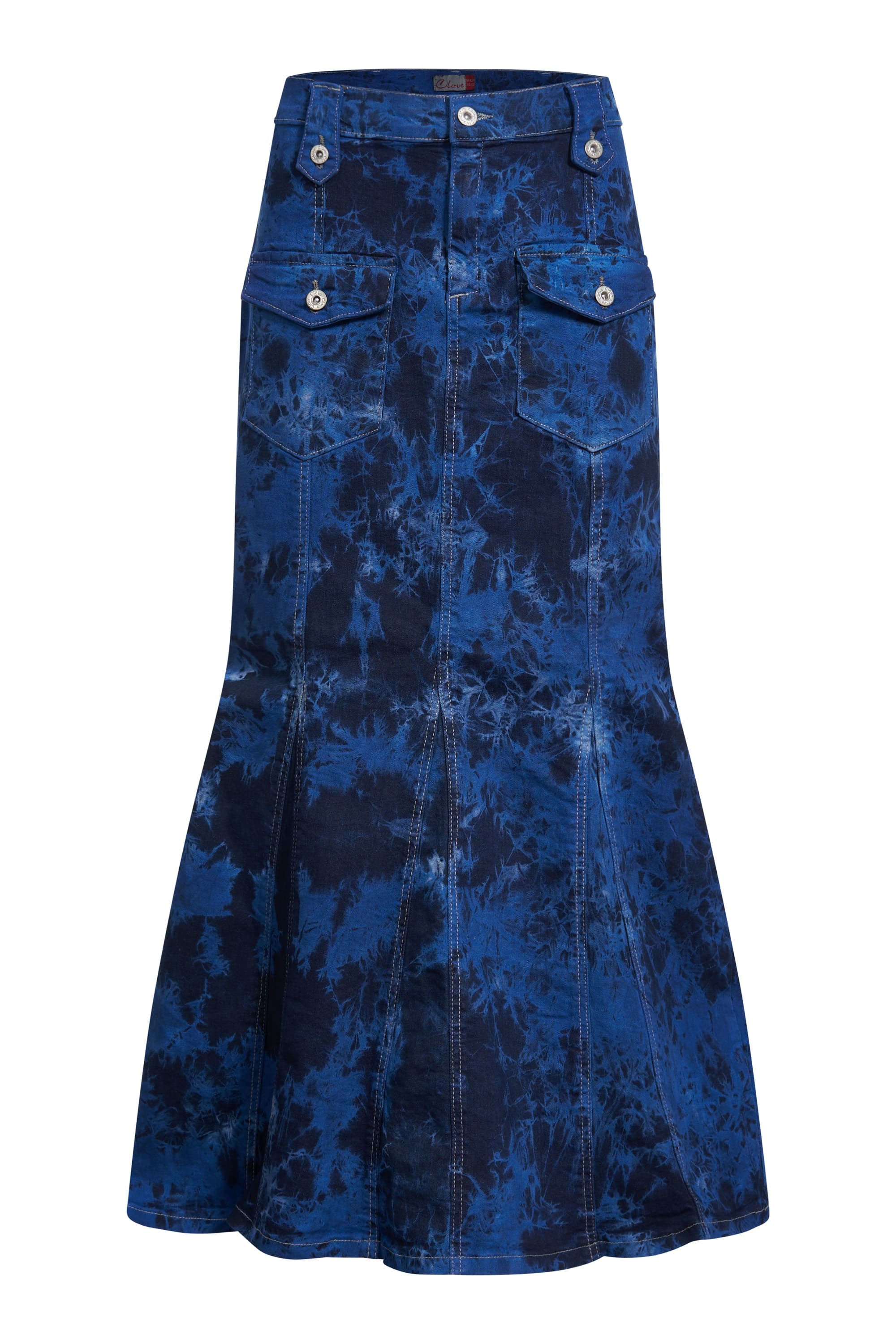 Blue-Black Tie-Dye A Line Denim Skirt - UK 10-24| Clove Jeans