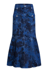 Blue-Black Tie-Dye A Line Denim Skirt - UK 10-24| Clove Jeans