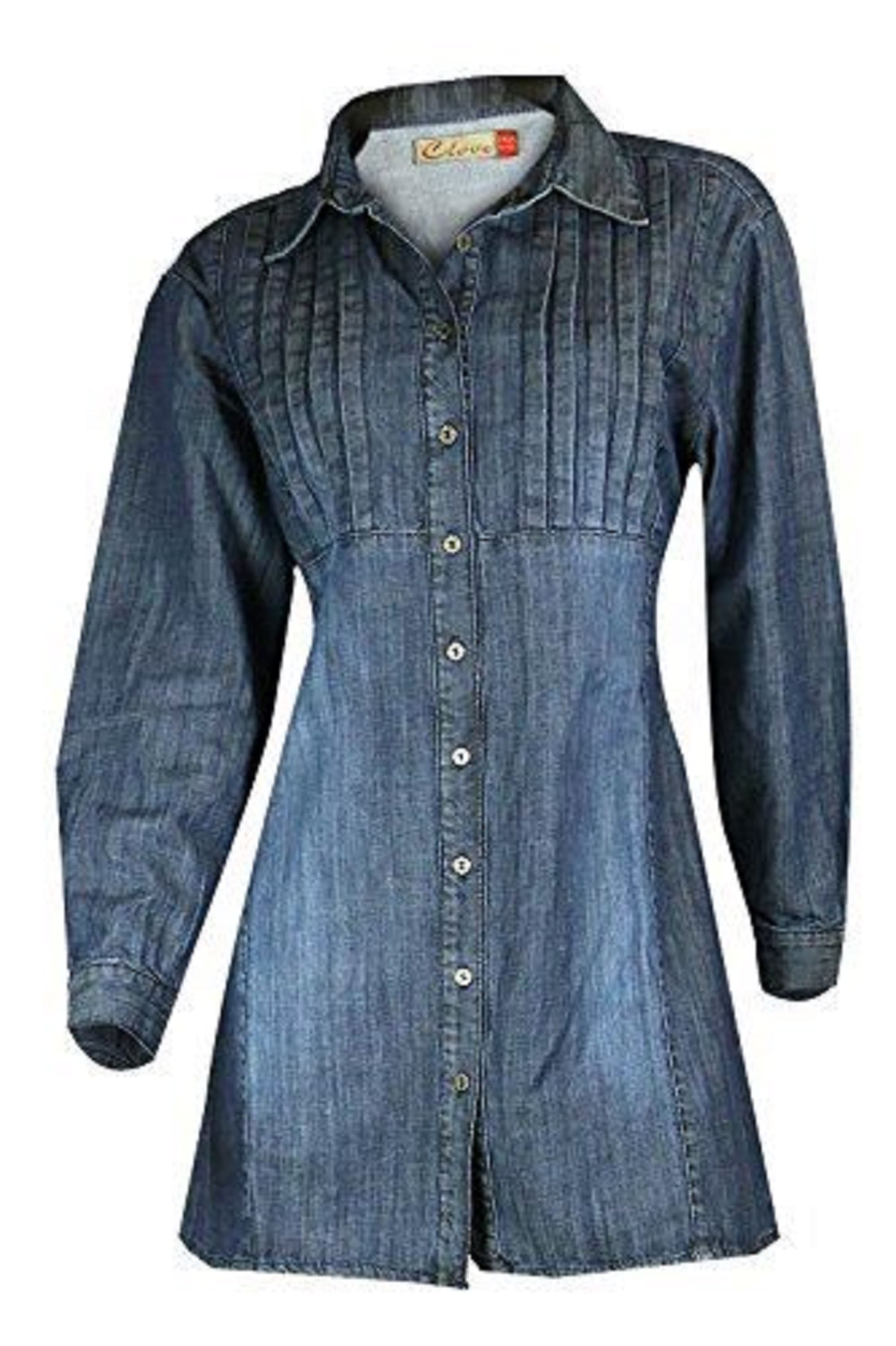 Blue Cotton Denim A-Line Skater Dress for Women | Clove Jeans