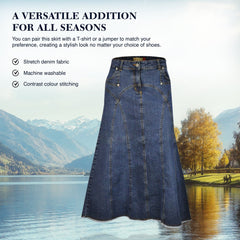 Blue Denim Maxi Skirt – A-Line, Ankle Length 12–24 | Clove Jeans