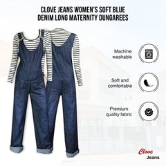 Blue Denim Tall Ladies Maternity Dungarees 10-24 | Clove Jeans
