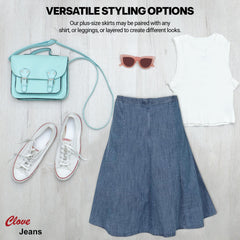 Flawless A-Line Denim Skirt Below Knee 10-28 | Clove Jeans