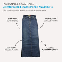 Plus Size Denim Skirts 14- 24, Ankle-Length Maxi | Clove Jeans