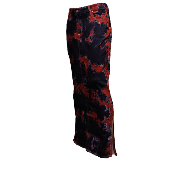 Red and Black Stretch pencil Long Skirt