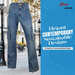 Stretch Denim Wide Leg Cargo Jeans for Women | Clove Jeans