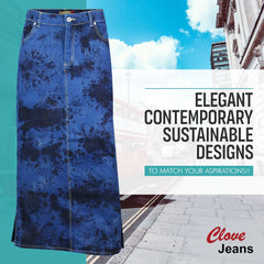 Tie-Dye Stretch Denim Long Pencil Skirt Plus Size | Clove Jeans