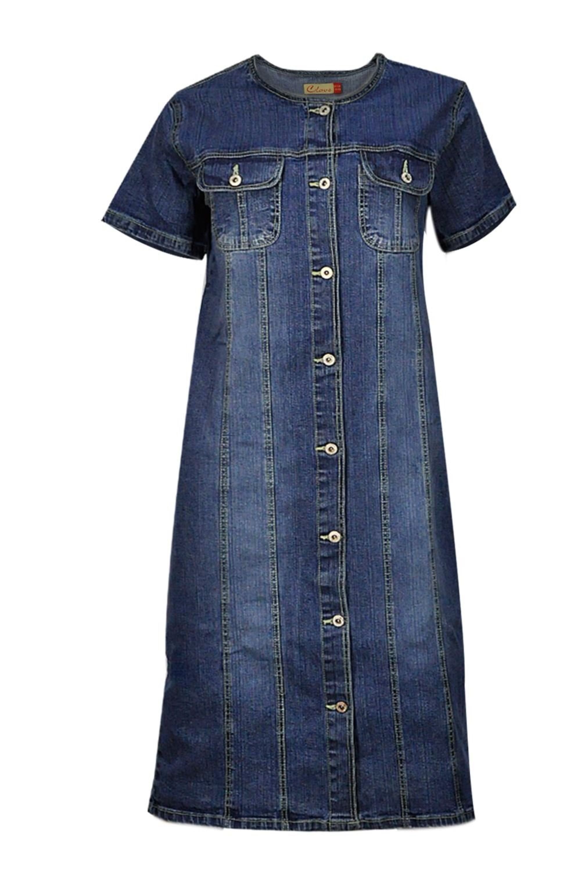 Women's A-Line Denim Midi Dress Plus Size UK 10-24 | Clove Jeans