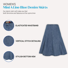 Women's A-Line Denim Skirt Below Knee 10-24 | Clove Jeans