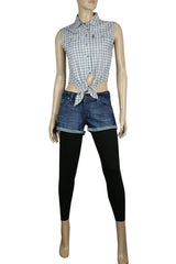 Women's Cotton Blue Check - Tie Front Top | Clove Jeans