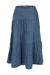 Womens Denim Midi Tiered Skirt | Plus Size Skirt | Clove Jeans