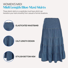 Womens Denim Midi Tiered Skirt | Plus Size Skirt | Clove Jeans