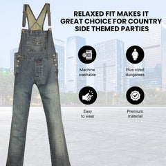 Women’s Straight Leg Blue Denim Dungarees, Plus Size | Clove Jeans