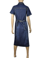 Women's Stretch Blue Denim A-Line Midi Dress | Clove Jeans