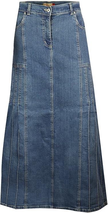 Women’s Stretch Denim A-Line Maxi Skirt, Plus Sizes | Clove Jeans