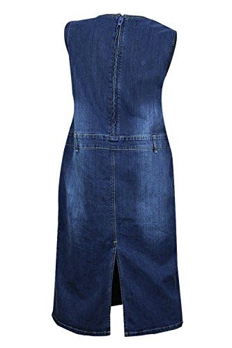 Blue Stretch Denim Sleeveless Midi Dress