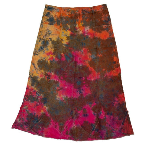 Clove Women A-Line Tie Dye Denim Skirt