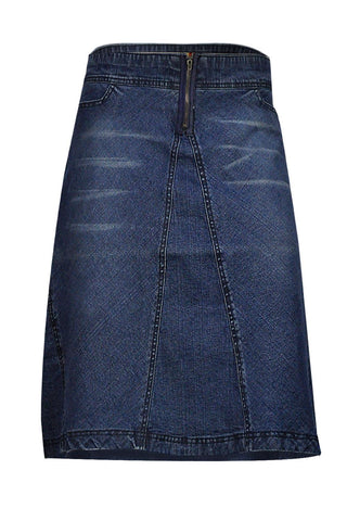 Clove Zip Panel Blue Denim Knee Length skirt
