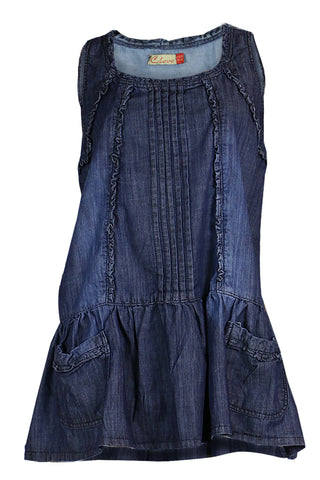 Blue Denim Sleeveless Tunic Dress