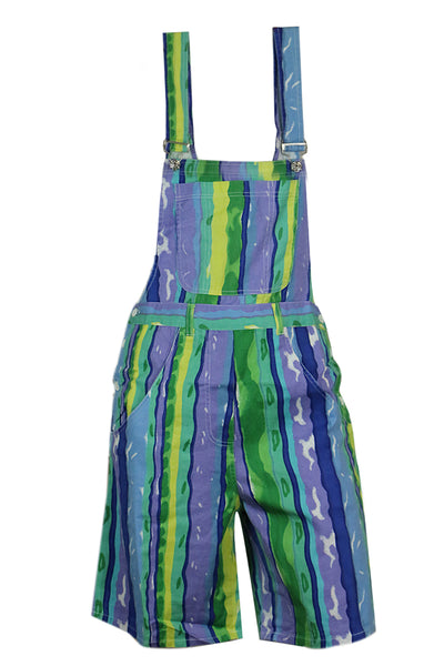 Clove Jeans Womens Short Dungarees Rompers Playsuit for Tropical Summer Holiday in Vibrant Green Yellow Blue Colour Print in Soft cotton Twill Finish Size 10 12 14 16 18