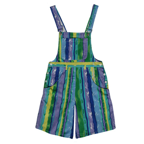 Clove Jeans Womens Short Dungarees Rompers Playsuit for Tropical Summer Holiday in Vibrant Green Yellow Blue Colour Print in Soft cotton Twill Finish Size 10 12 14 16 18