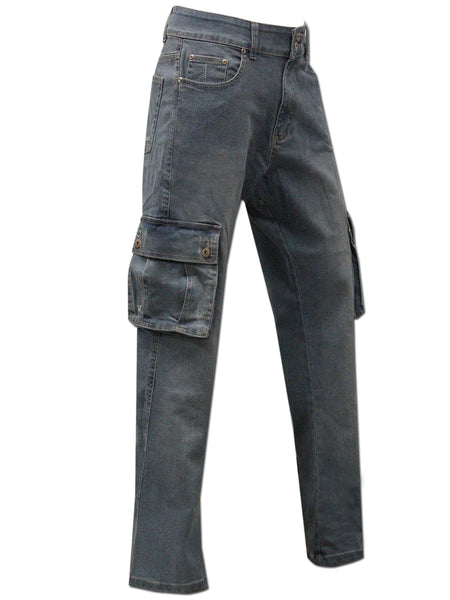 Plus Size Blue Stretch Denim Combat Jeans
