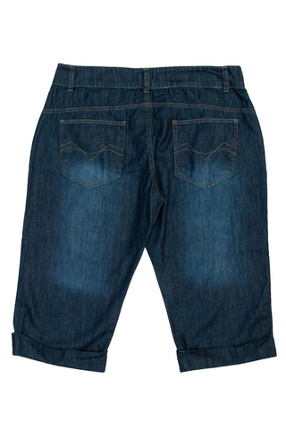 Plus Size Blue Denim Capri Women Jeans