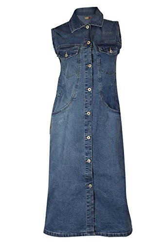 Blue Stretch Denim Sleeveless Long Casual Dress Plus Size 12 14 16 18 20 22 24