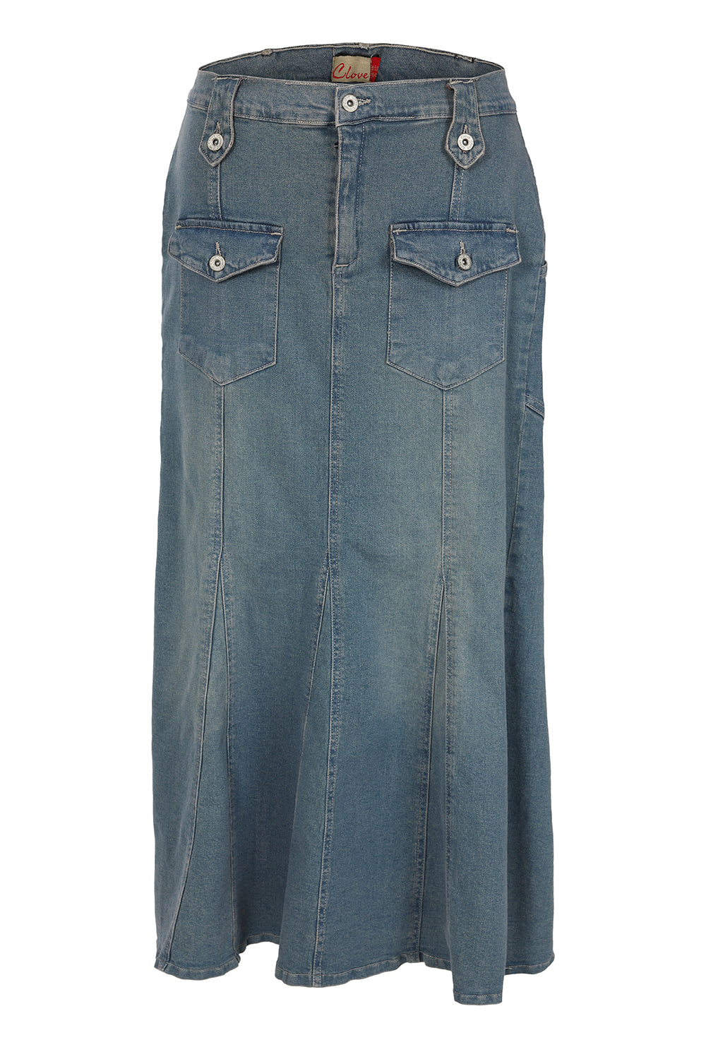 Clove Jeans Women A Line Denim Skirt Flare Front Pocket Plus Size Long