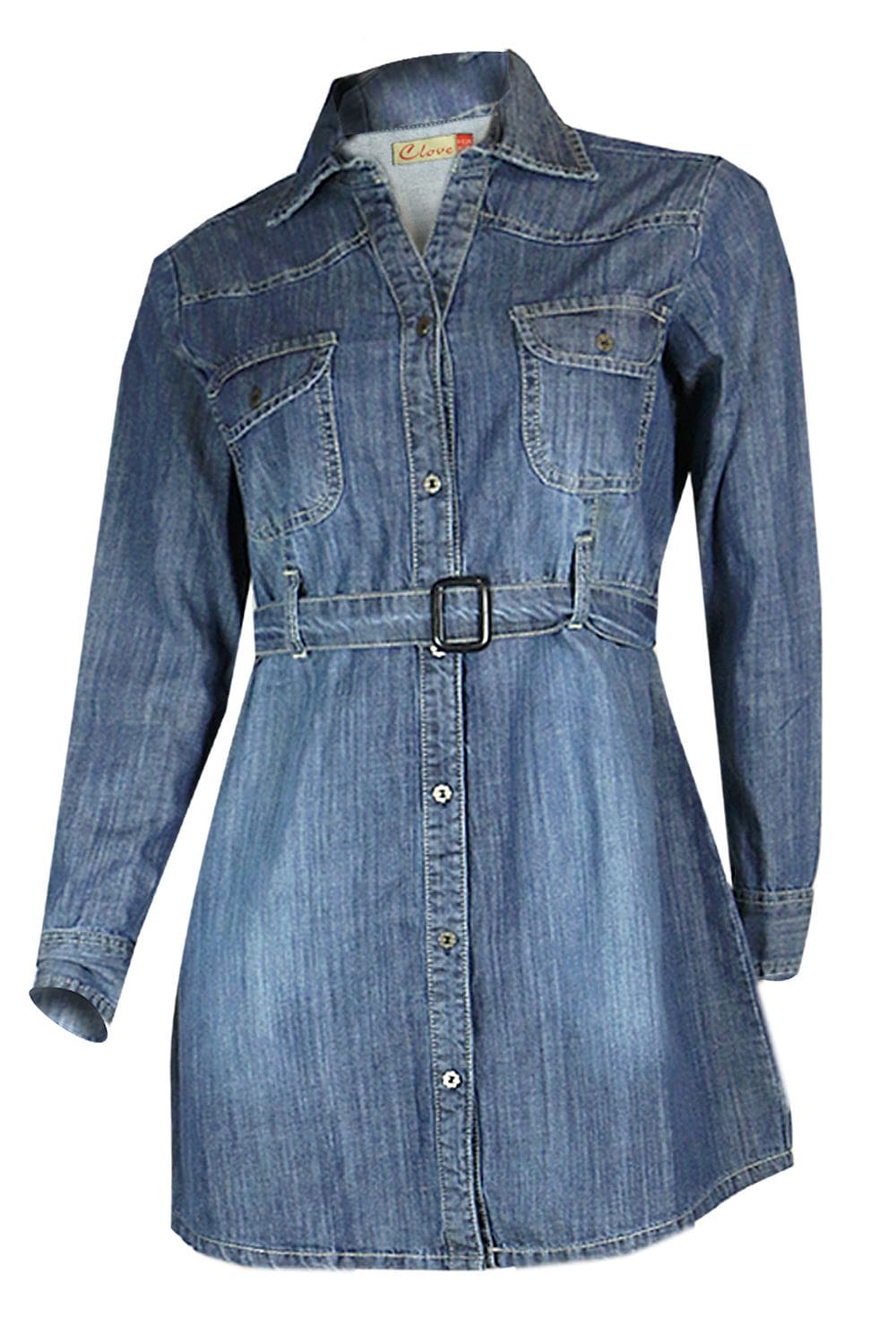 Women’s Denim Dress UK Long Sleeve Safari Shirt UK | Clove Jeans