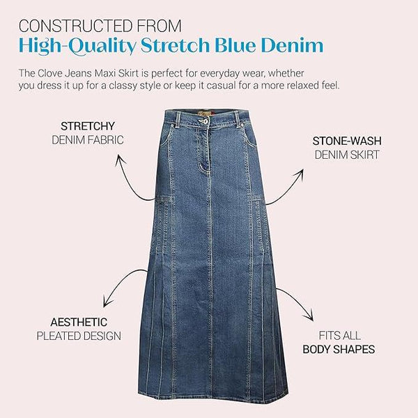Maxi Denim Skirts, Jean Skirts, Blue Skirt, Long Maxi Skirts, Full Skirt With Pockets, long skirt, plus size maxi skirt, denim maxi skirt uk, maxi skirt uk, long skirt for women, womens long skirt