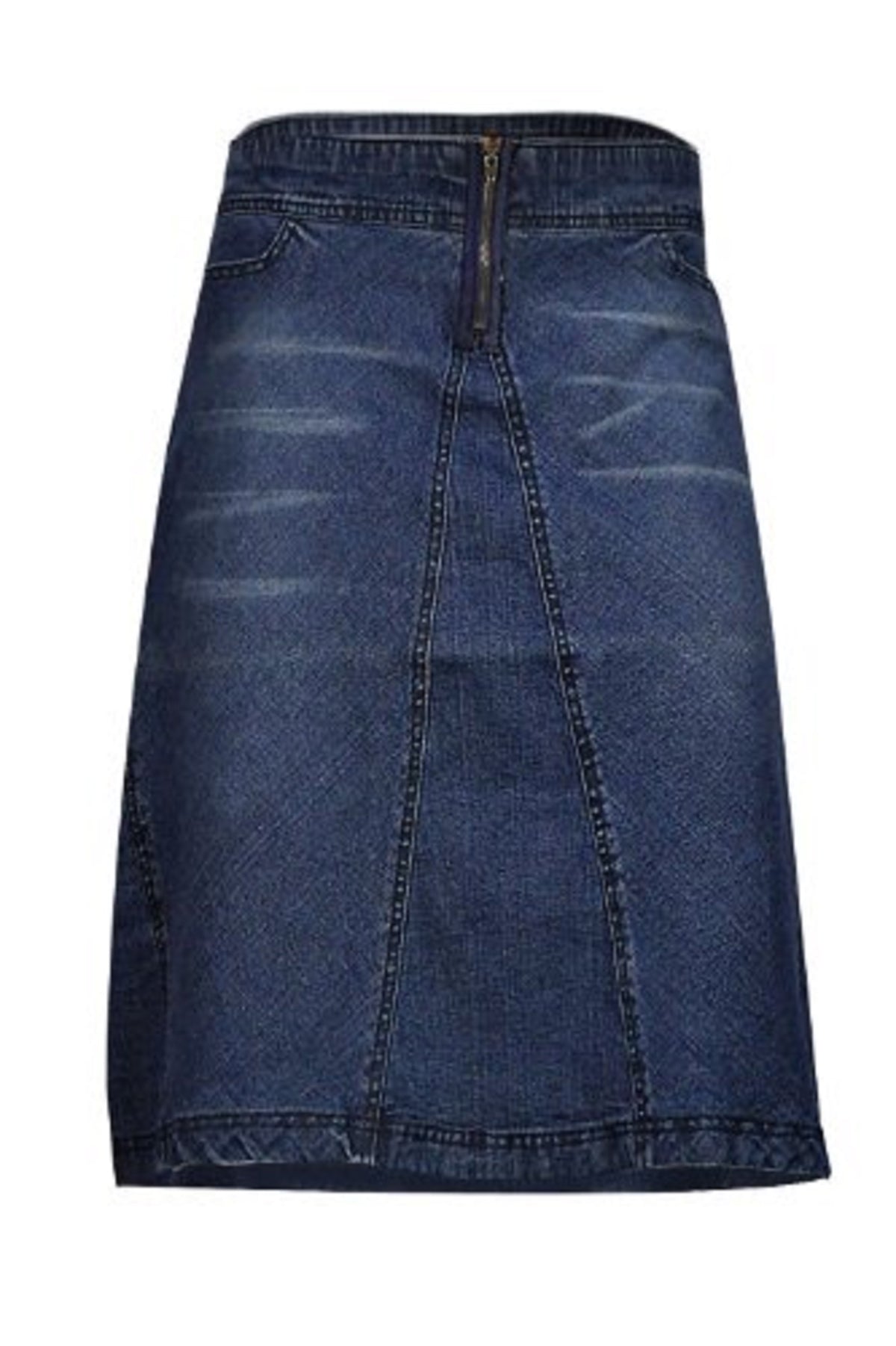 Clove Jeans Zip Panel Blue Denim Knee Length A Line Short Skirt Plus S