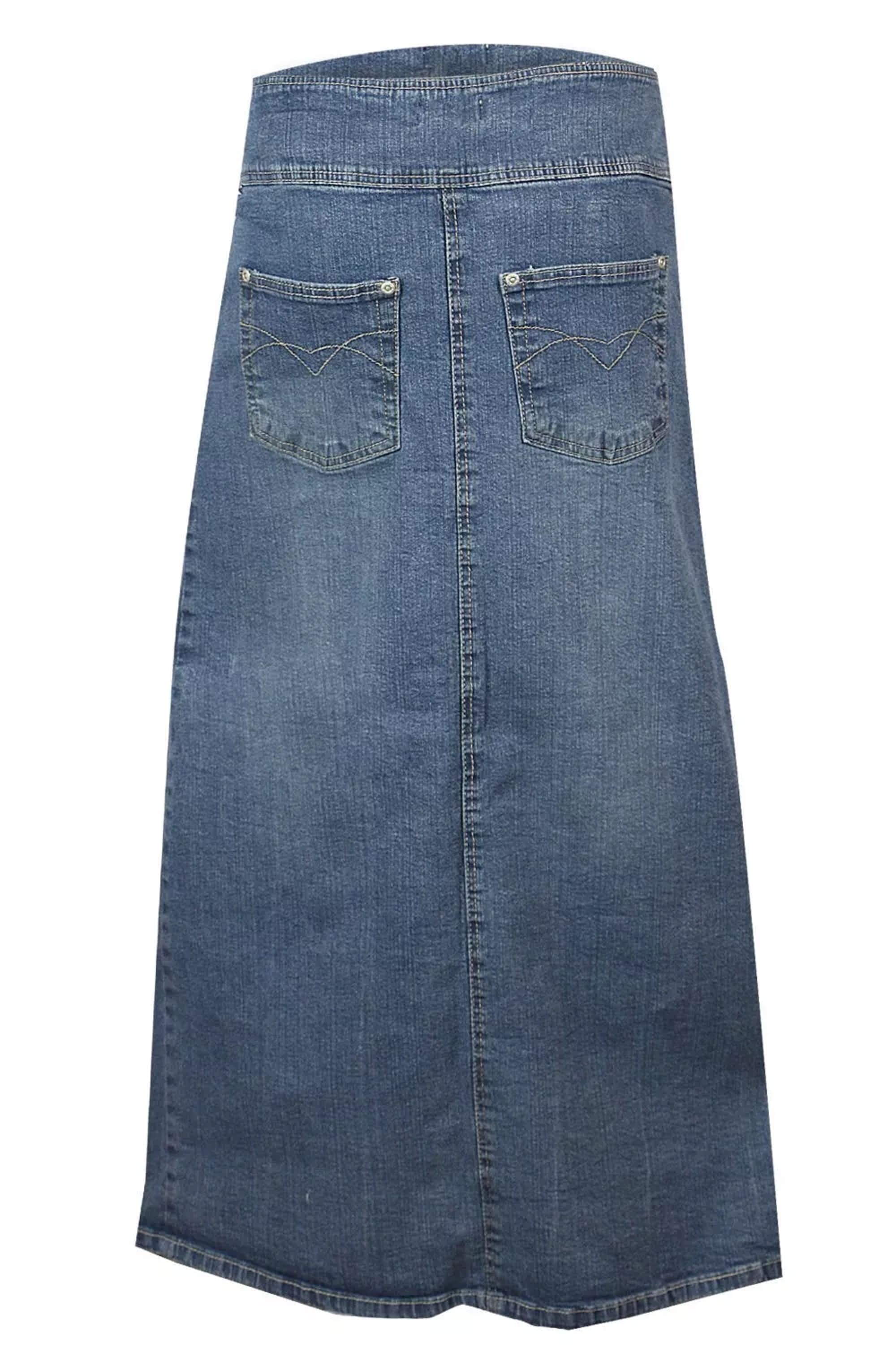 Women's Long Cotton Stretch Denim Skirt A-Line Flared Maxi Skirt Size 12-22