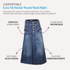 Long Denim & Maxi Jean Skirts for Women 12-24 | Clove Jeans