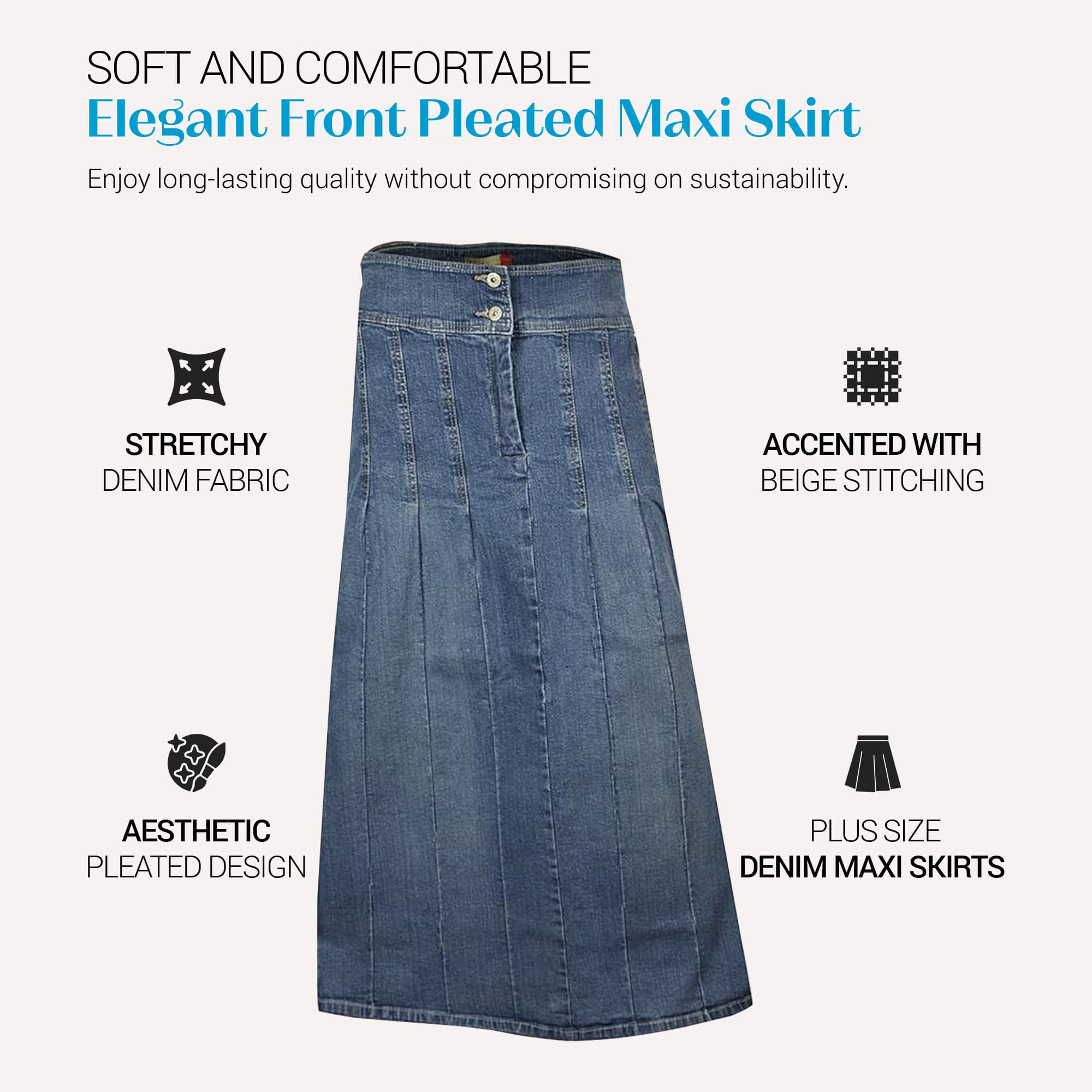 A-Line & Denim Maxi Skirts, Plus Size UK 14–24 | Clove Jeans