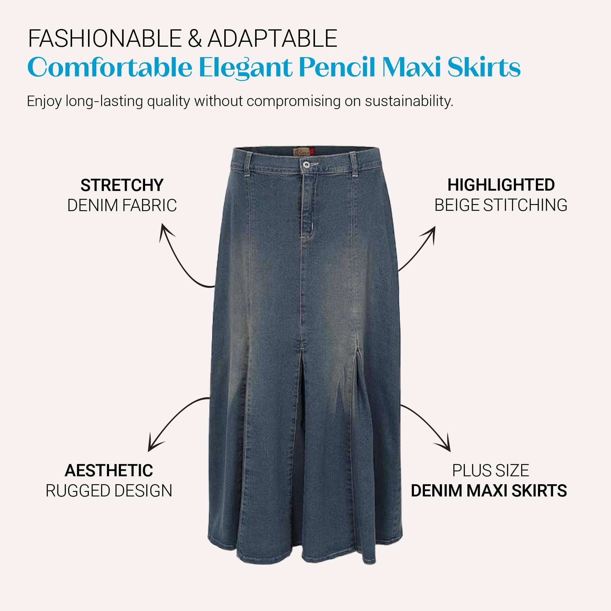 A-Line Denim Skirt for Women - Long & Plus Size | Clove Jeans