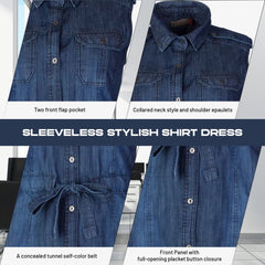 A-Line Shift Midi Dress Plus Size - Military Denim | Clove Jeans