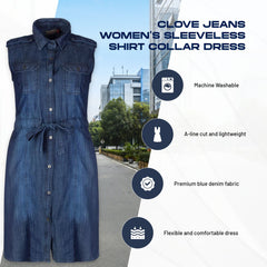 A-Line Shift Midi Dress Plus Size - Military Denim | Clove Jeans