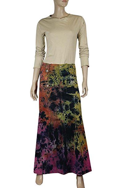 A-Line Tie-Dye Denim Maxi Skirt Plus Size 12-24 | Clove Jeans