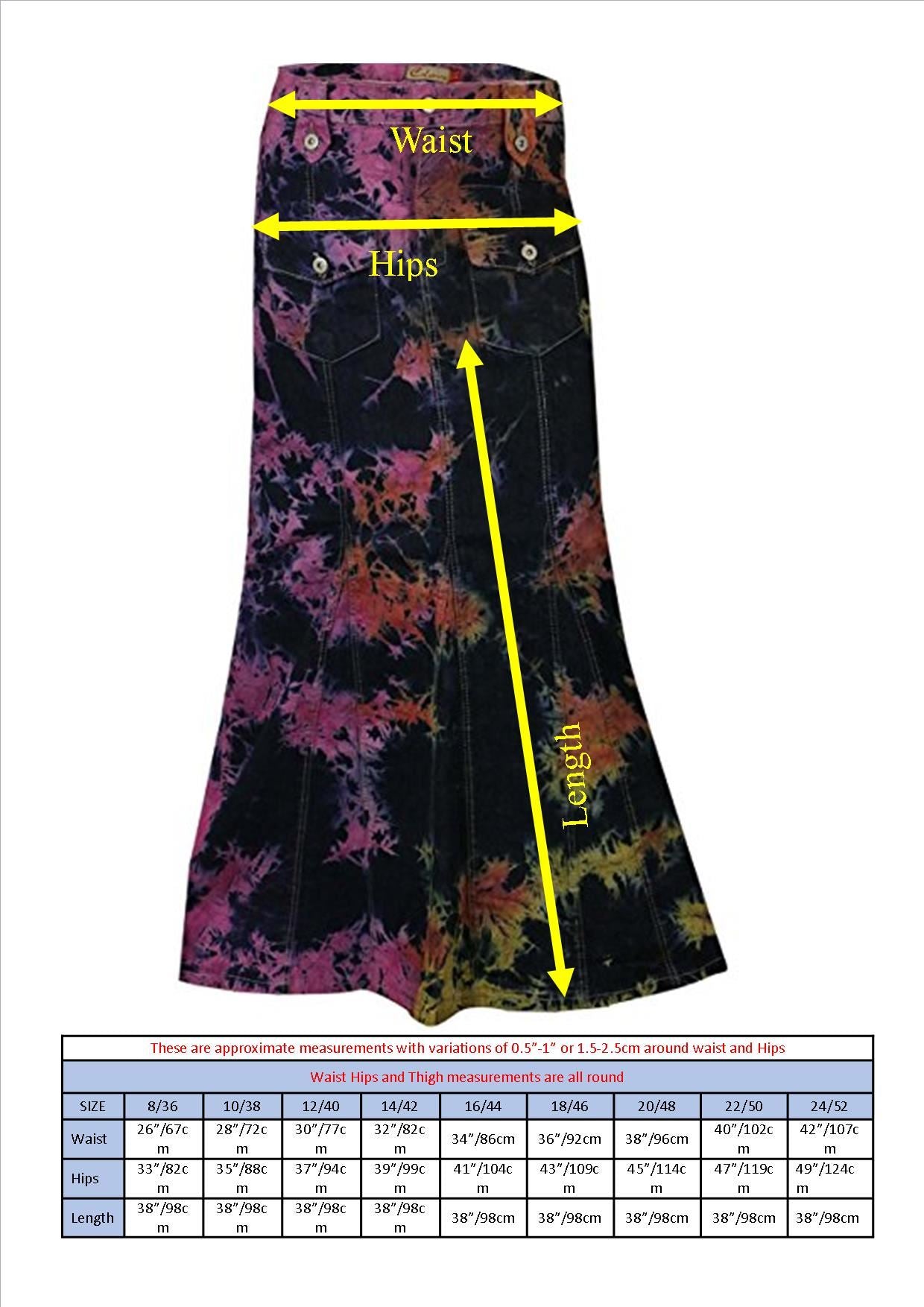 A-Line Tie-Dye Denim Maxi Skirt Plus Size 12-24 | Clove Jeans