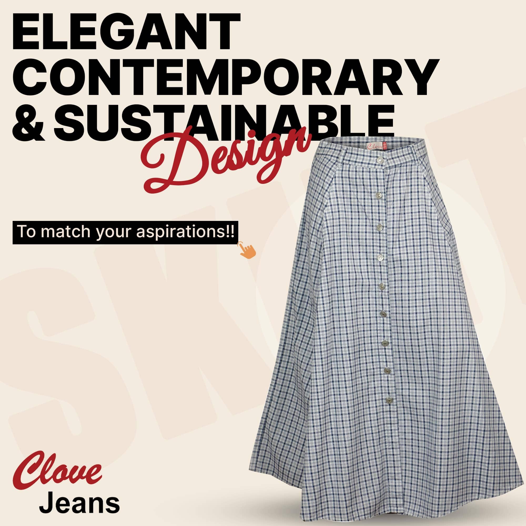 Blue & White Check Skirt for Women - Cotton Skirt | Clove Jeans