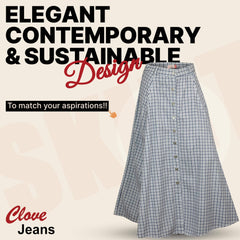 Blue & White Check Skirt for Women - Cotton Skirt | Clove Jeans
