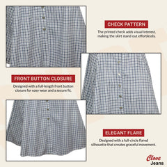 Blue & White Check Skirt for Women - Cotton Skirt | Clove Jeans