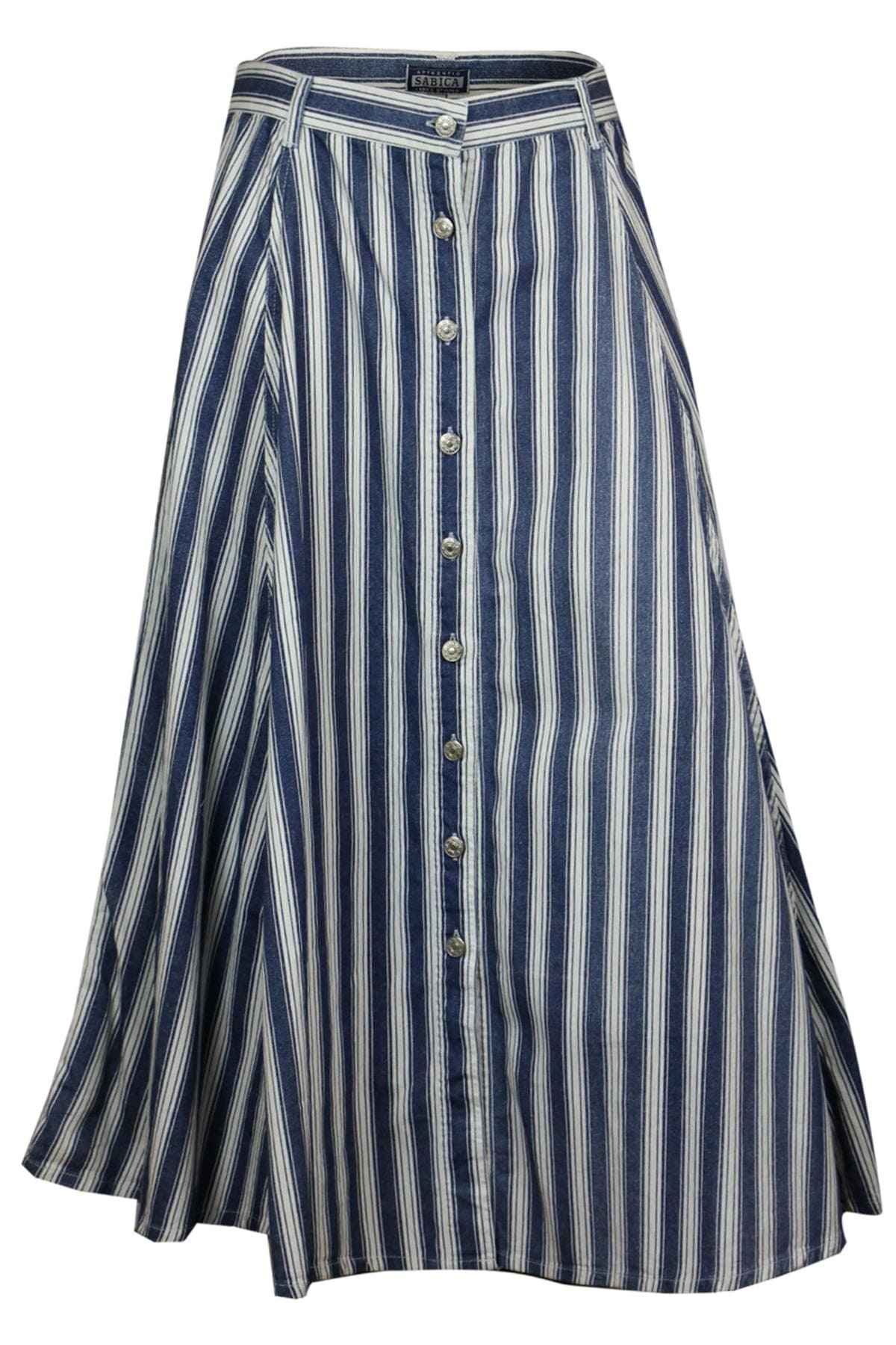 Blue and White Stripe Cotton Long Skirt for Women | Clove Jeans