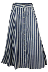 Blue and White Stripe Cotton Long Skirt for Women | Clove Jeans